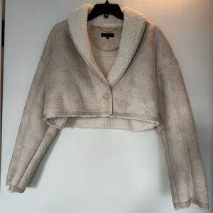 H:ours Faux shearling cropped jacket